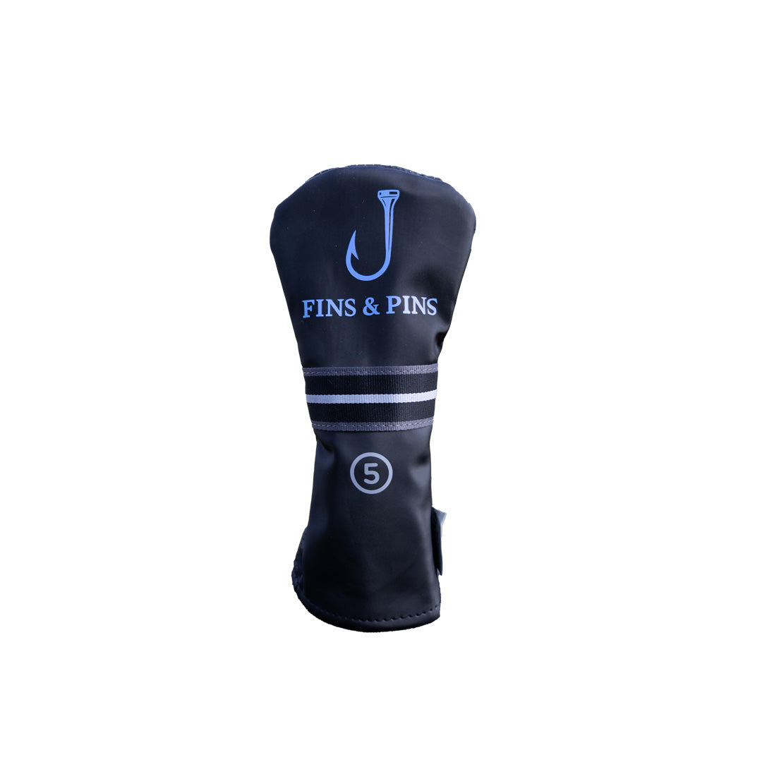 Mid stripe Fins & Pins 5w headcover UV logo