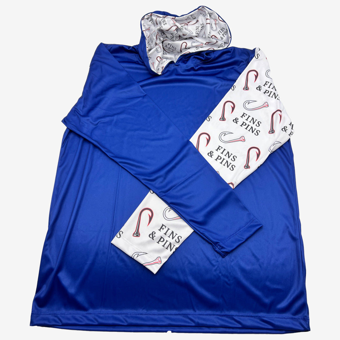 Blue/ white sleeve T Hook sun shirt