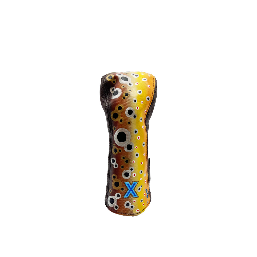 Hand painted brown trout hybrid headcover