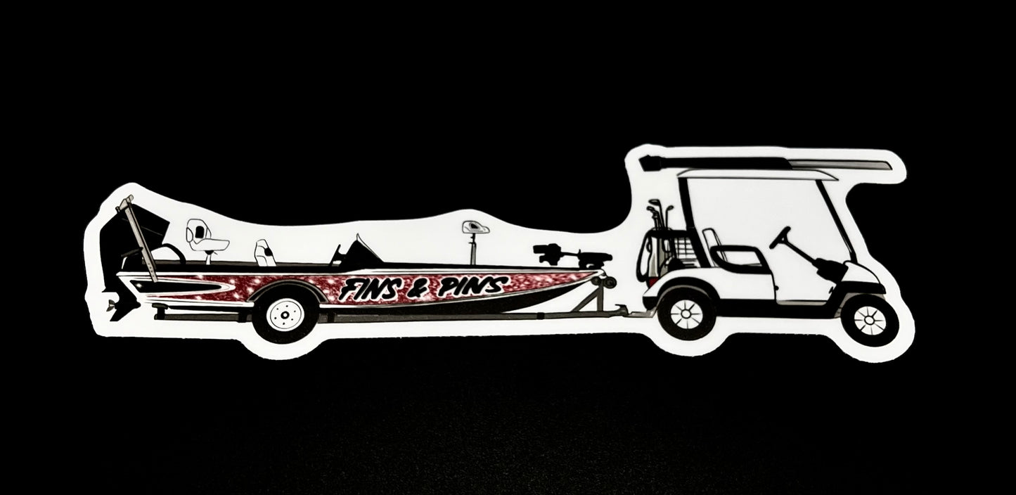 cart pulling bass boat sticker