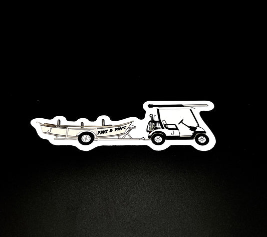 cart pulling drift boat sticker