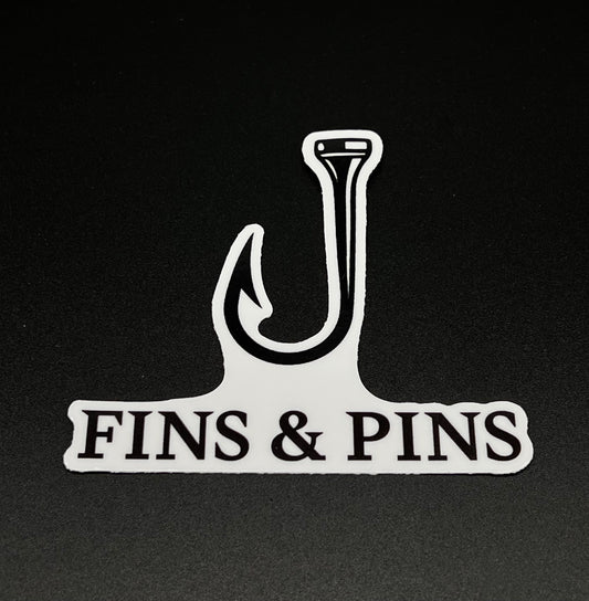 Fins & Pins T-Hook sticker