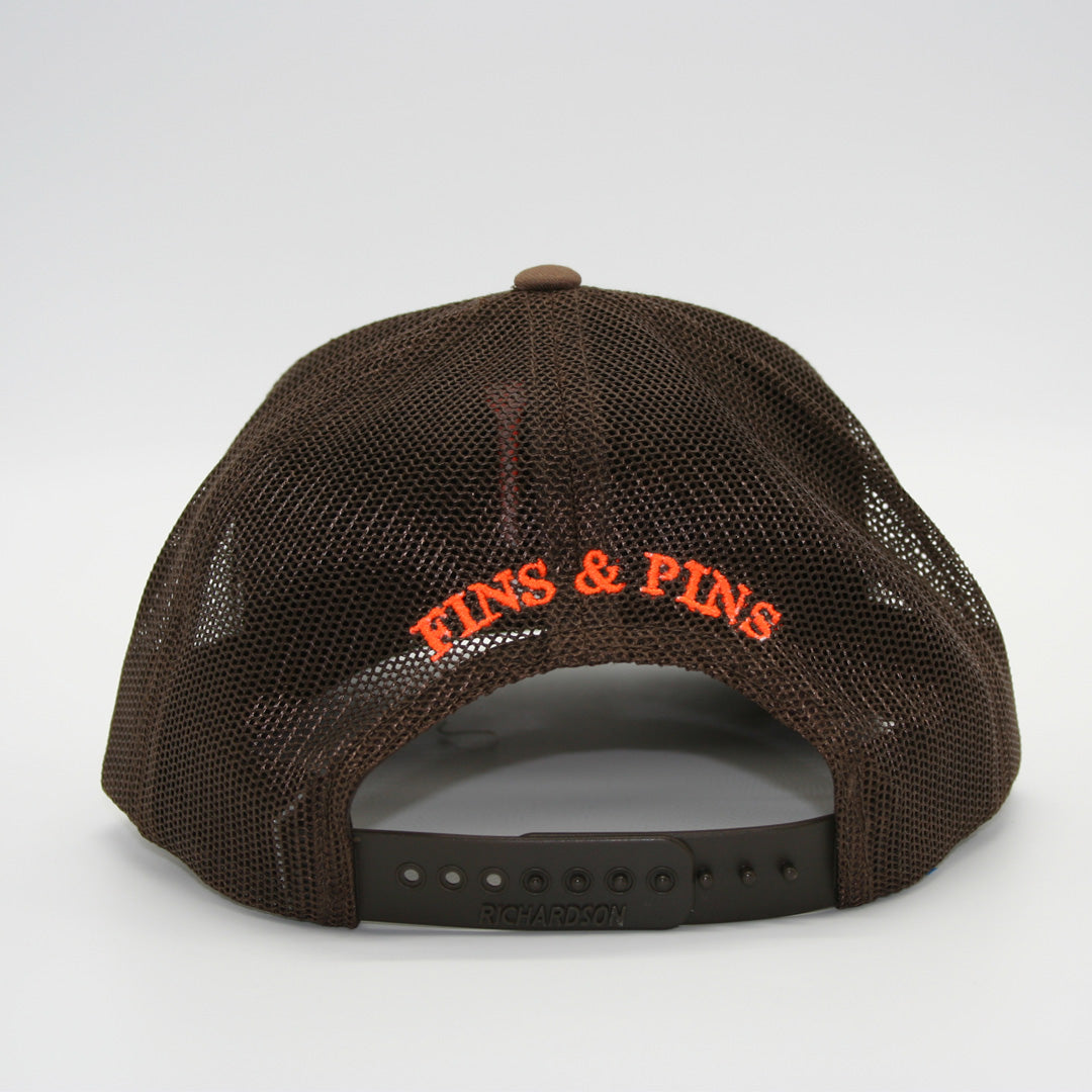 Bark duck camo snapback with orange T-Hook