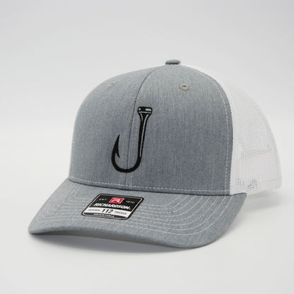 Heather gray snapback with black T-Hook