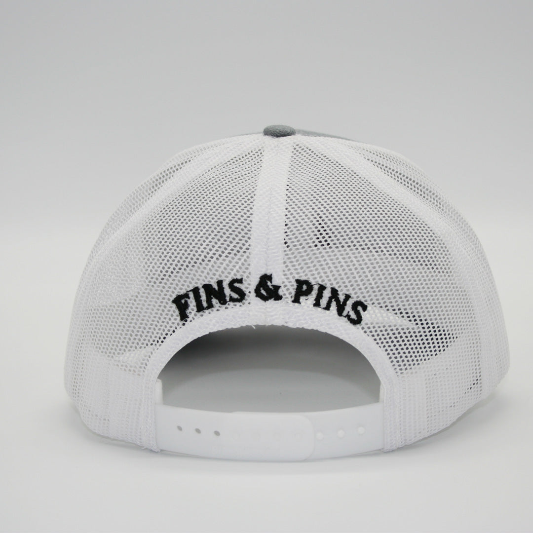 Heather gray snapback with black T-Hook