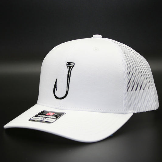 White snapback with black T-Hook snapback